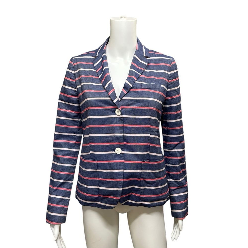GAP Denim Pink Striped The Academy Blazer Size 4